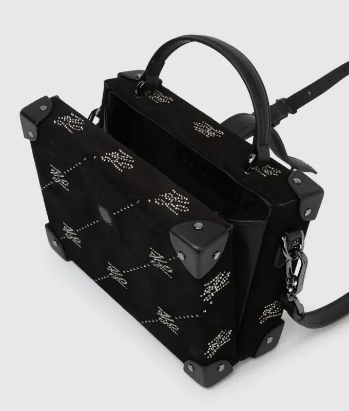 Bolso tipo baúl con candado K/Autograph y pedrería Bolso tipo baúl con candado K/Autograph y pedrería