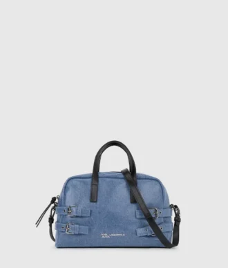 Bolso tipo bowling con hebilla de denim