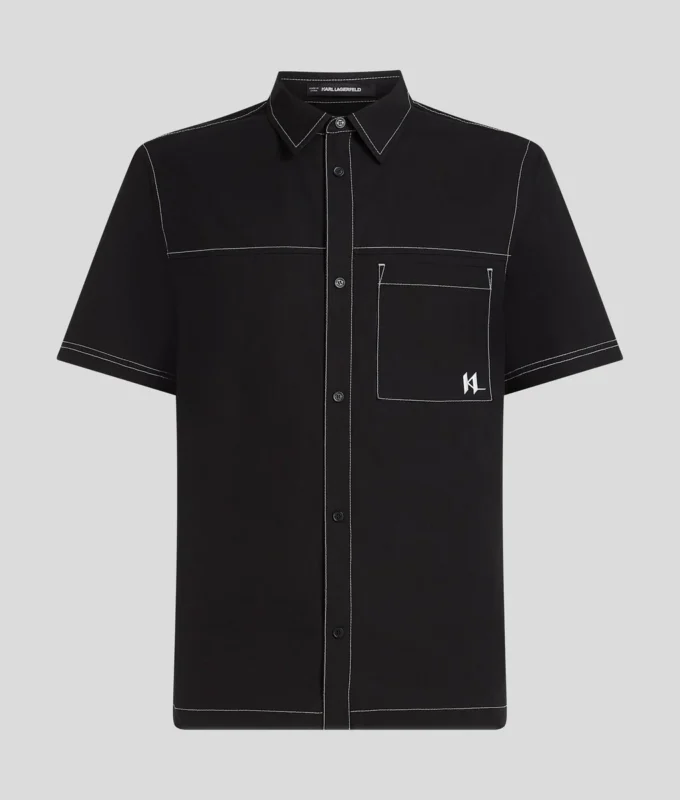 CAMISA DE MANGA CORTA CON COSTURAS CONTRASTADAS