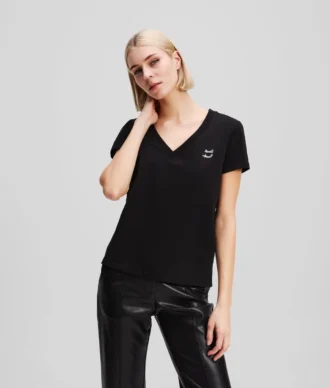 CAMISETA CON CUELLO EN V IKON CHOUPETTE CON PEDRILLAS