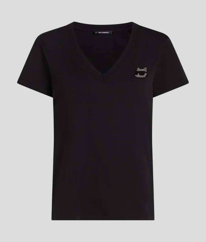 CAMISETA CON CUELLO EN V IKON CHOUPETTE CON PEDRILLAS CAMISETA CON CUELLO EN V IKON CHOUPETTE CON PEDRILLAS