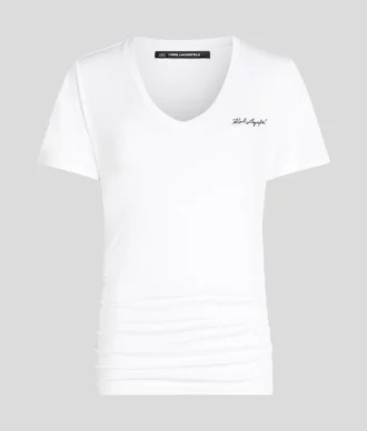 CAMISETA CON CUELLO EN V Y FRUNCIDOS