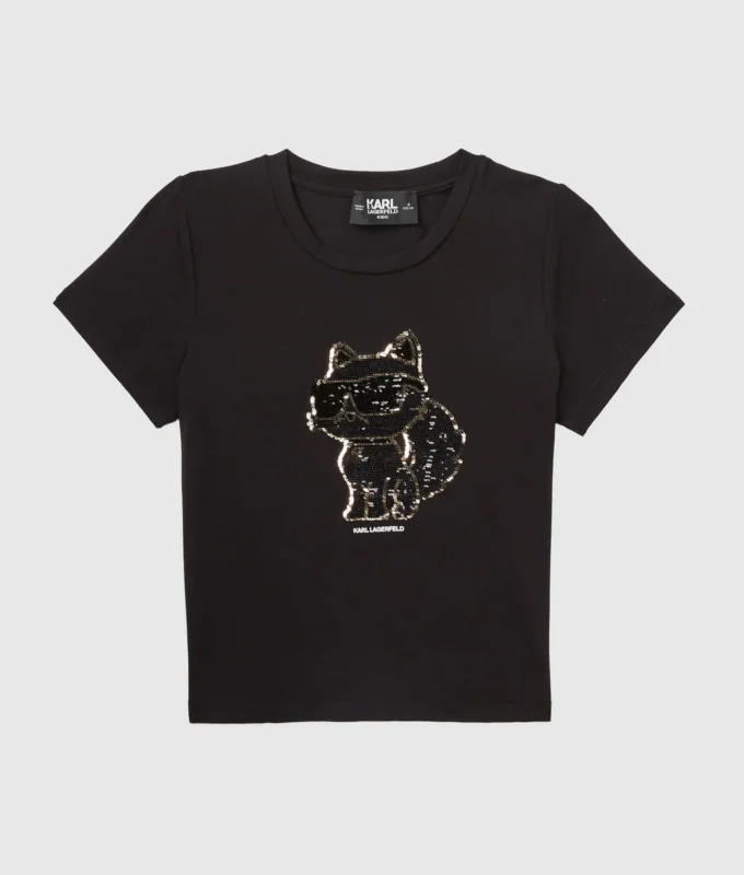 Camiseta con lentejuelas Ikon Choupette para niña Camiseta con lentejuelas Ikon Choupette para niña