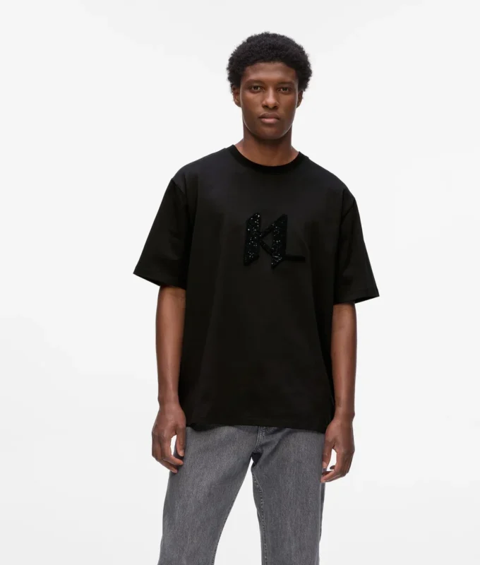 Camiseta con monograma de lentejuelas
