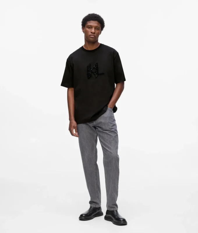 Camiseta con monograma de lentejuelas