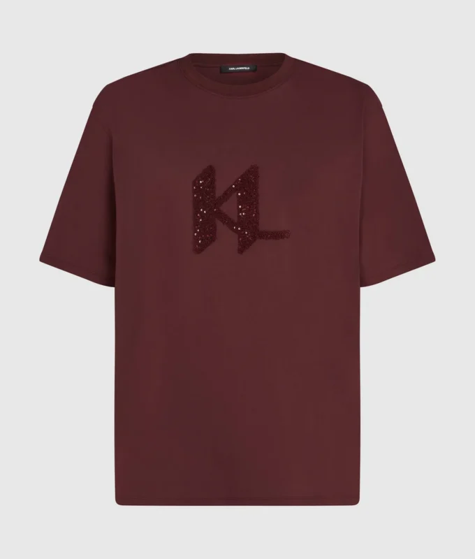 Camiseta con monograma de lentejuelas