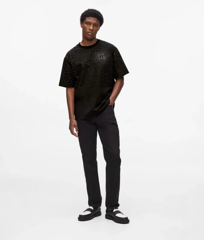 Camiseta con monograma de pedrería