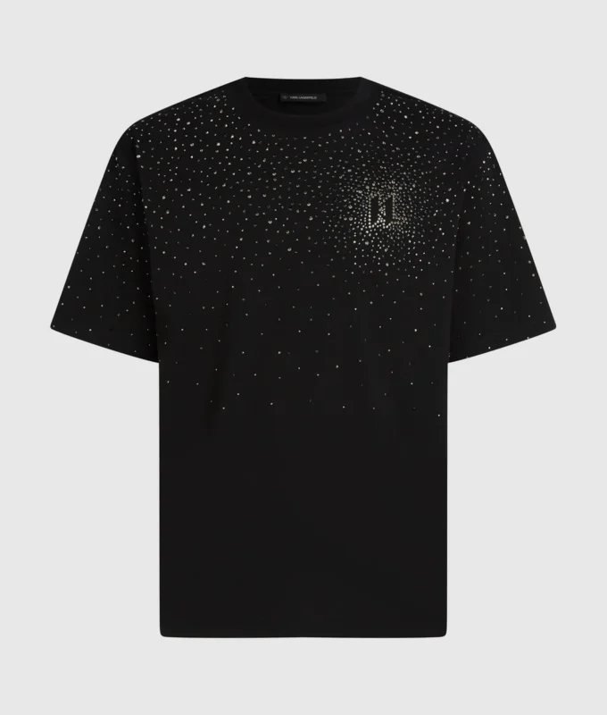 Camiseta con monograma de pedrería