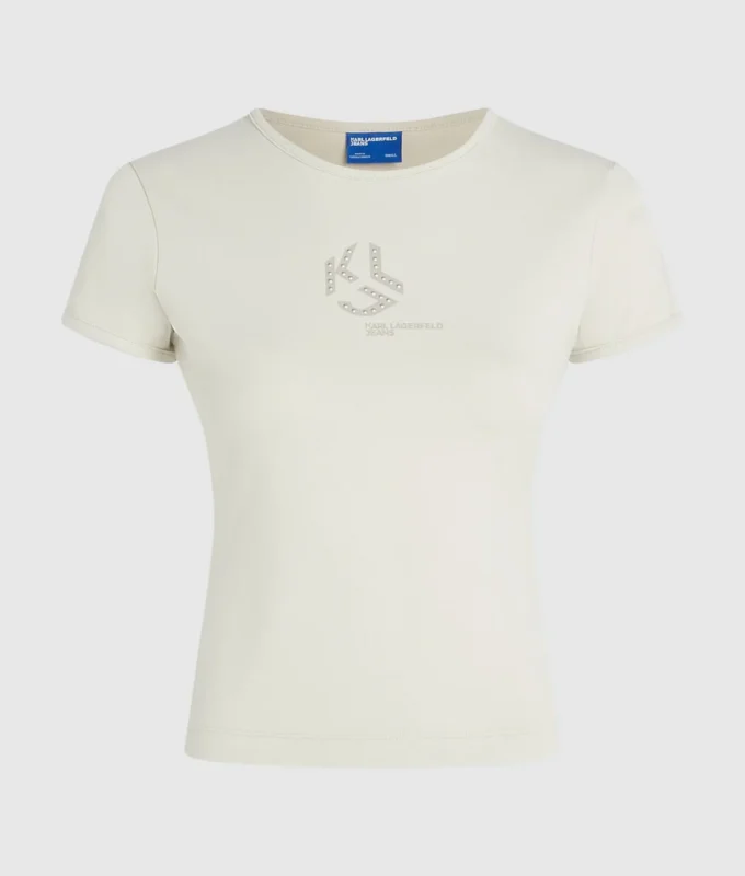 Camiseta con monograma y tachuelas Camiseta con monograma y tachuelas