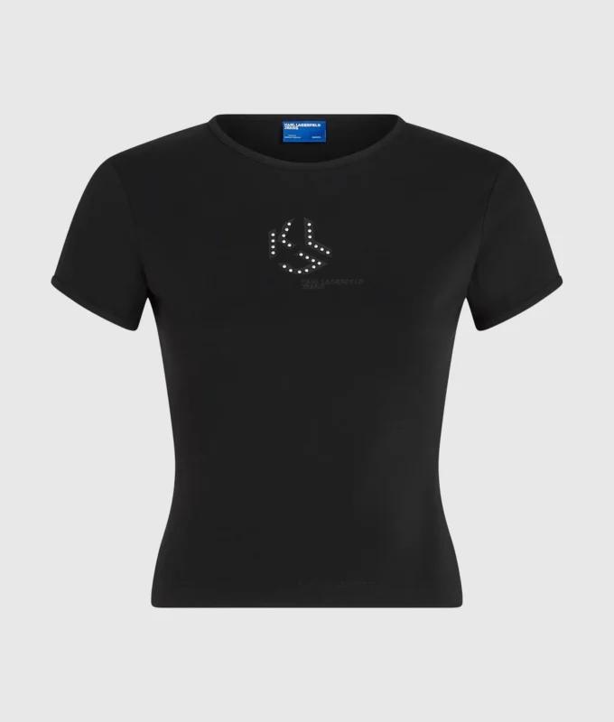 Camiseta con monograma y tachuelas Camiseta con monograma y tachuelas