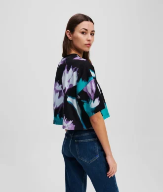 CAMISETA CORTA CON ESTAMPADO FLORAL