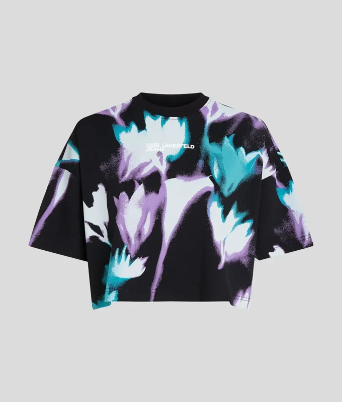 CAMISETA CORTA CON ESTAMPADO FLORAL CAMISETA CORTA CON ESTAMPADO FLORAL
