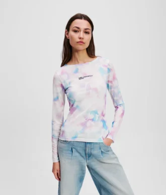 CAMISETA DE MALLA CON ESTAMPADO FLORAL