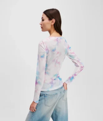 CAMISETA DE MALLA CON ESTAMPADO FLORAL