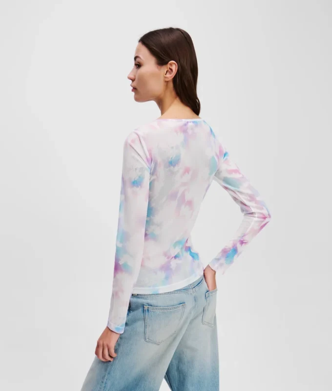 CAMISETA DE MALLA CON ESTAMPADO FLORAL CAMISETA DE MALLA CON ESTAMPADO FLORAL