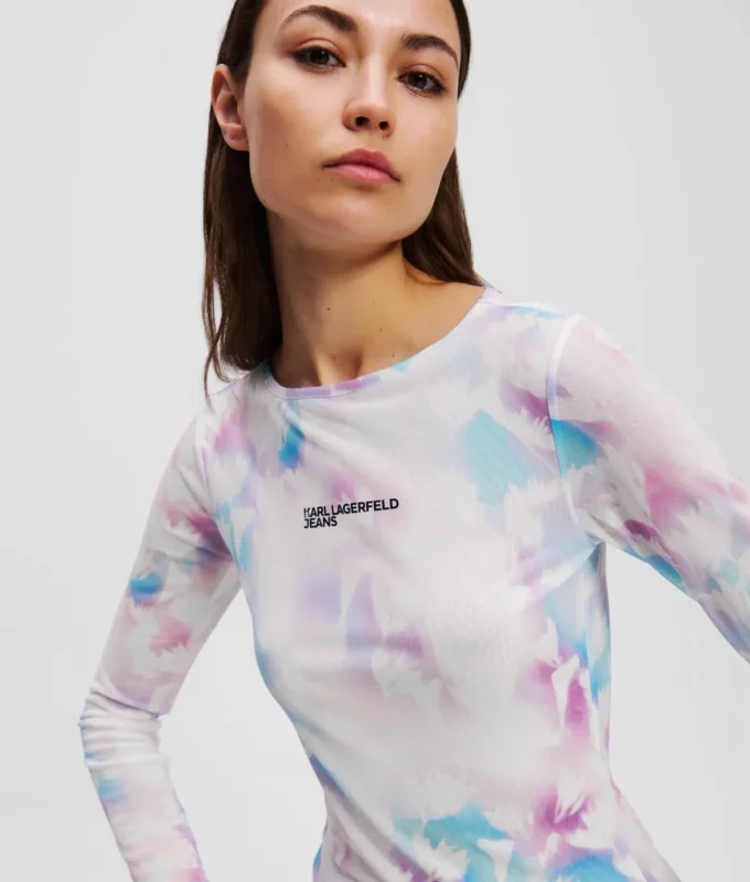 CAMISETA DE MALLA CON ESTAMPADO FLORAL CAMISETA DE MALLA CON ESTAMPADO FLORAL