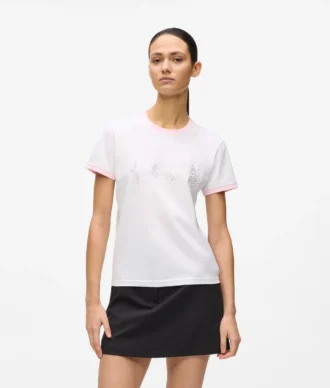 Camiseta exclusiva con logotipo de pedrería
