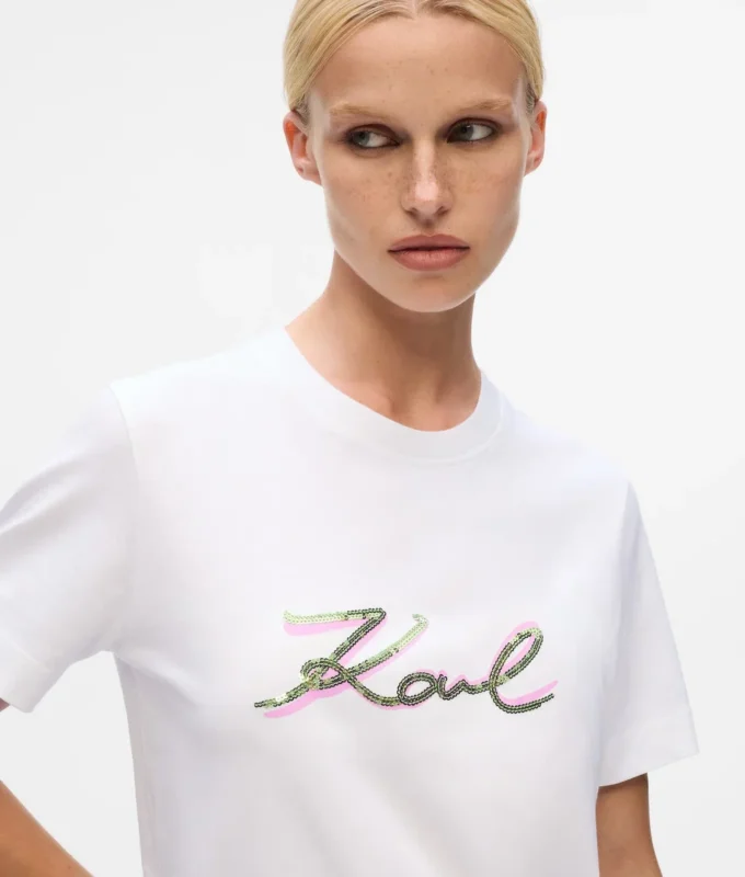 Camiseta Signature con lentejuelas