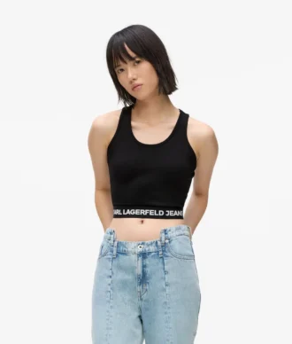 Camiseta sin mangas con cinta con logotipo