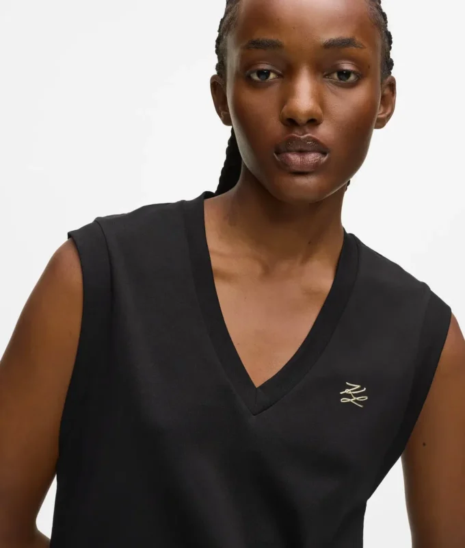 Camiseta sin mangas con cuello en V Camiseta sin mangas con cuello en V