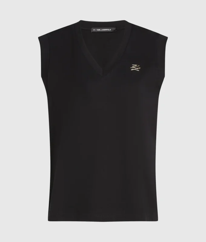 Camiseta sin mangas con cuello en V Camiseta sin mangas con cuello en V