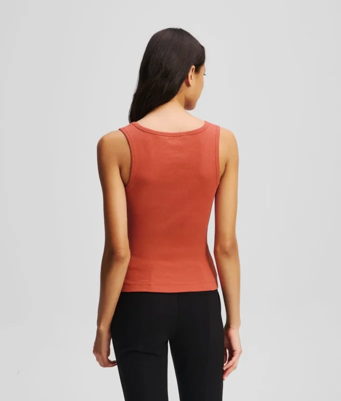 CAMISETA SIN MANGAS CON CUELLO EN V Y CANALETAS CAMISETA SIN MANGAS CON CUELLO EN V Y CANALETAS