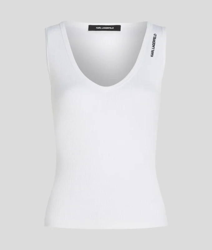 CAMISETA SIN MANGAS CON CUELLO EN V Y CANALETAS