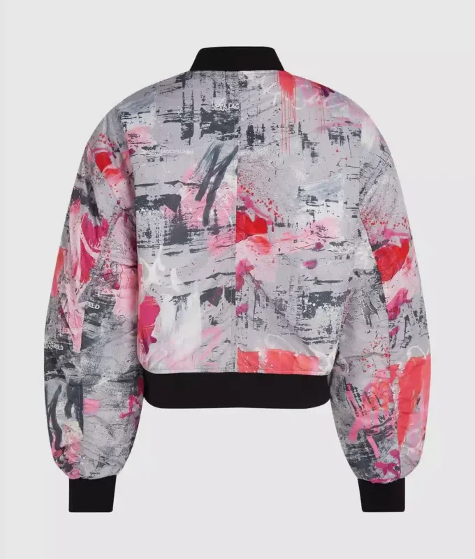 Cazadora bomber con estampado de pintura integral Cazadora bomber con estampado de pintura integral