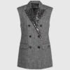 Chaleco de tweed con solapas de lentejuelas Chaleco de tweed con solapas de lentejuelas