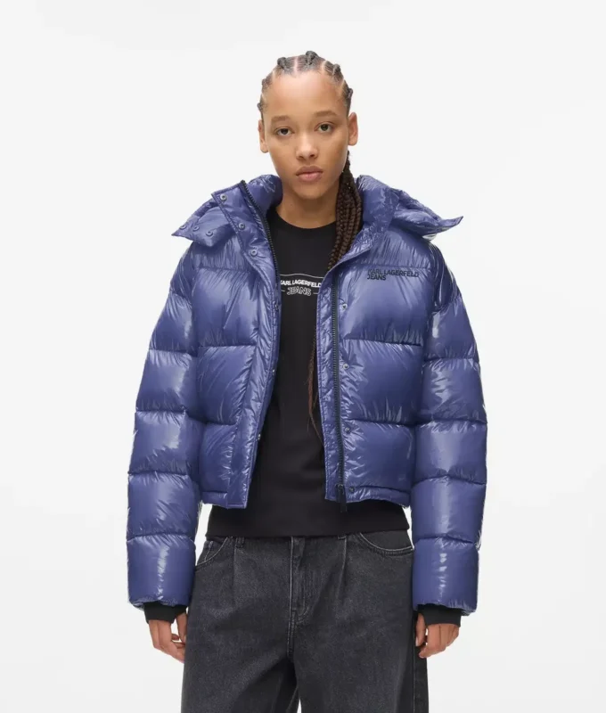 Chaqueta acolchada brillante y cuadrada Chaqueta acolchada brillante y cuadrada