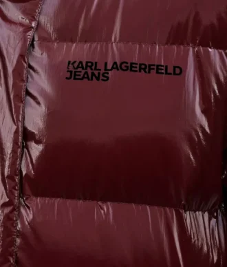 Chaqueta acolchada larga con efecto perlado
