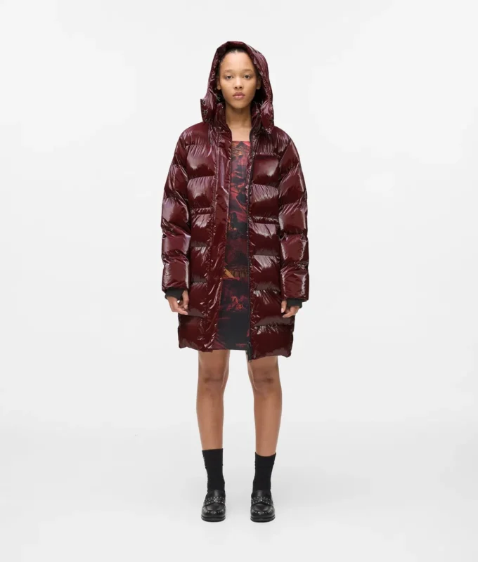 Chaqueta acolchada larga con efecto perlado Chaqueta acolchada larga con efecto perlado