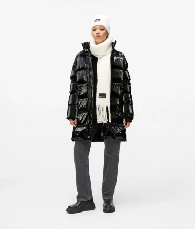 Chaqueta acolchada larga con efecto perlado Chaqueta acolchada larga con efecto perlado