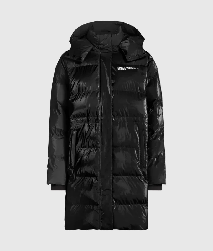 Chaqueta acolchada larga con efecto perlado Chaqueta acolchada larga con efecto perlado