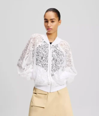CHAQUETA BOMBER CON BORDADO DE ORQUÍDEAS