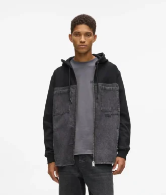 Chaqueta con paneles de denim