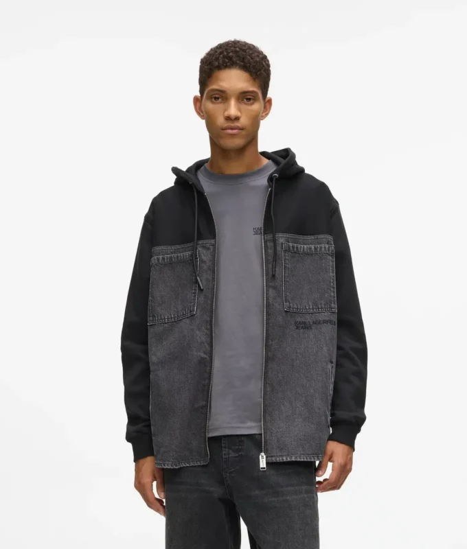 Chaqueta con paneles de denim Chaqueta con paneles de denim