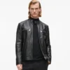Chaqueta de cuero con cuello alto