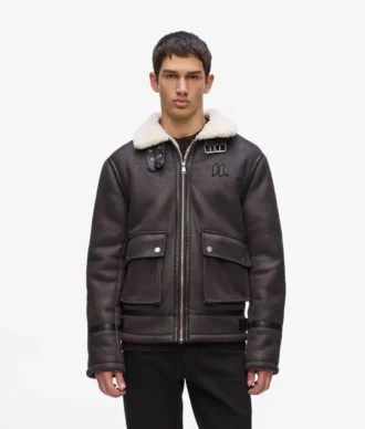 Chaqueta de piel de oveja con monograma