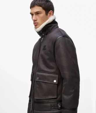 Chaqueta de piel de oveja con monograma
