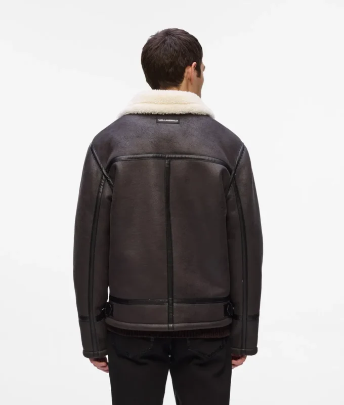 Chaqueta de piel de oveja con monograma