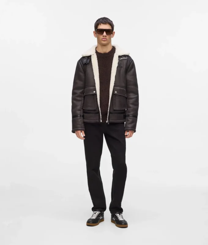 Chaqueta de piel de oveja con monograma