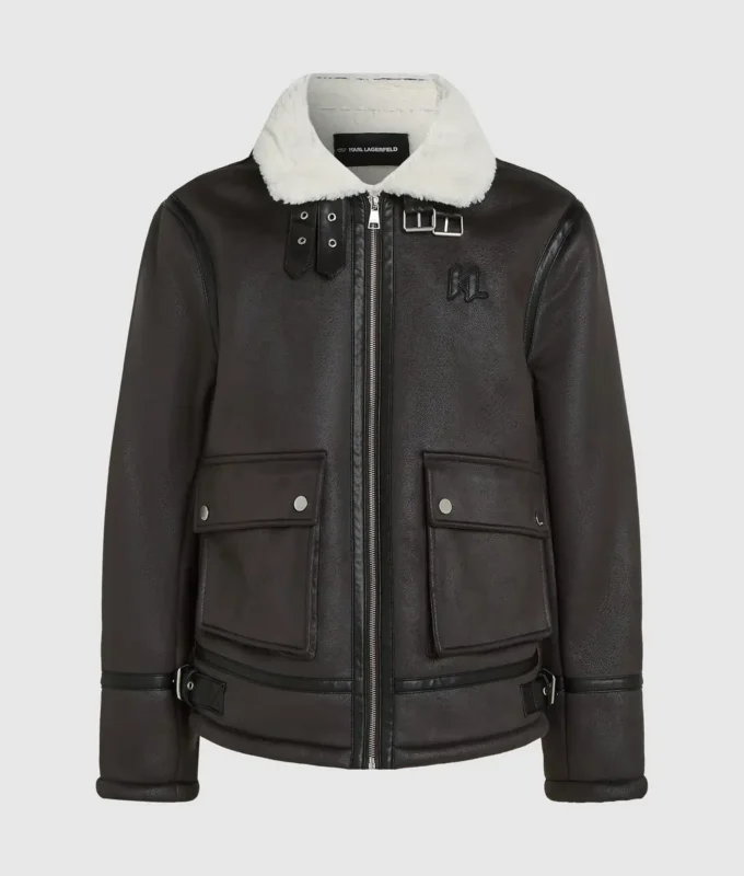 Chaqueta de piel de oveja con monograma
