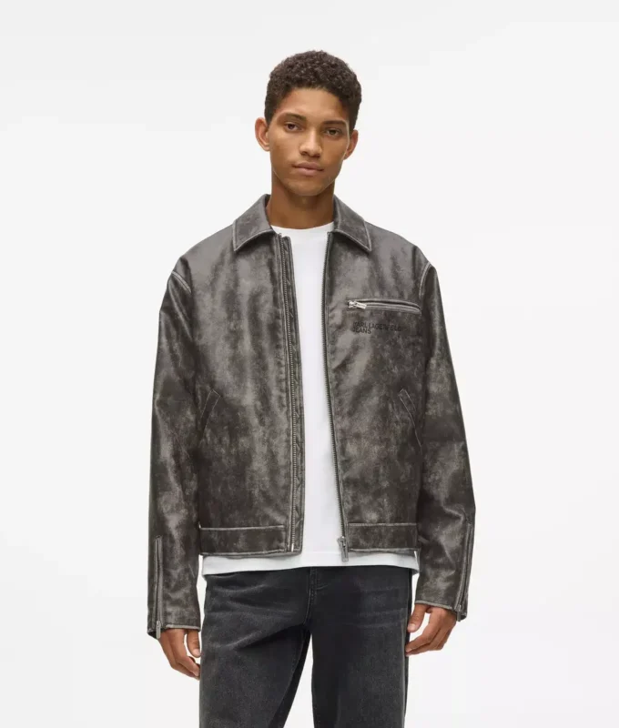 Chaqueta de piel sintética desgastada