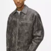 Chaqueta de piel sintética desgastada
