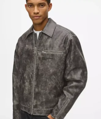 Chaqueta de piel sintética desgastada