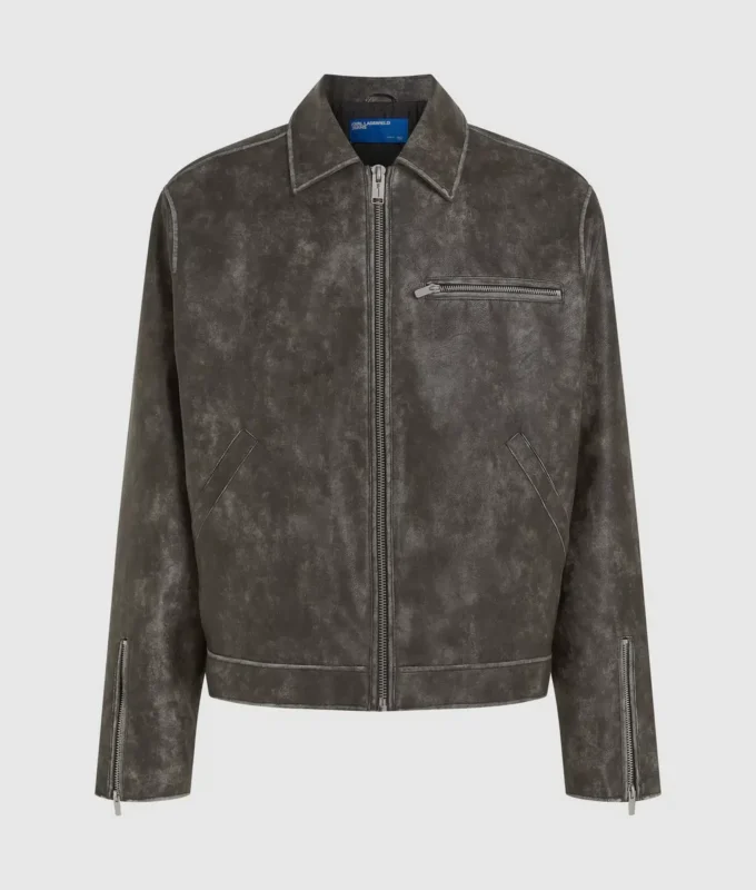 Chaqueta de piel sintética desgastada