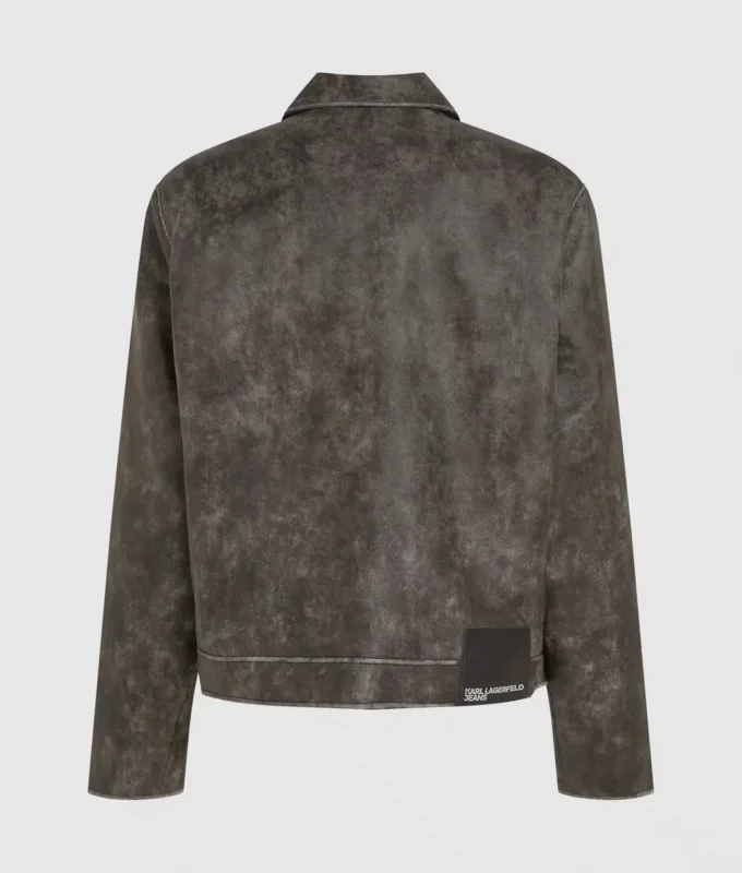 Chaqueta de piel sintética desgastada