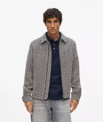 Chaqueta de tweed bouclé con cremallera