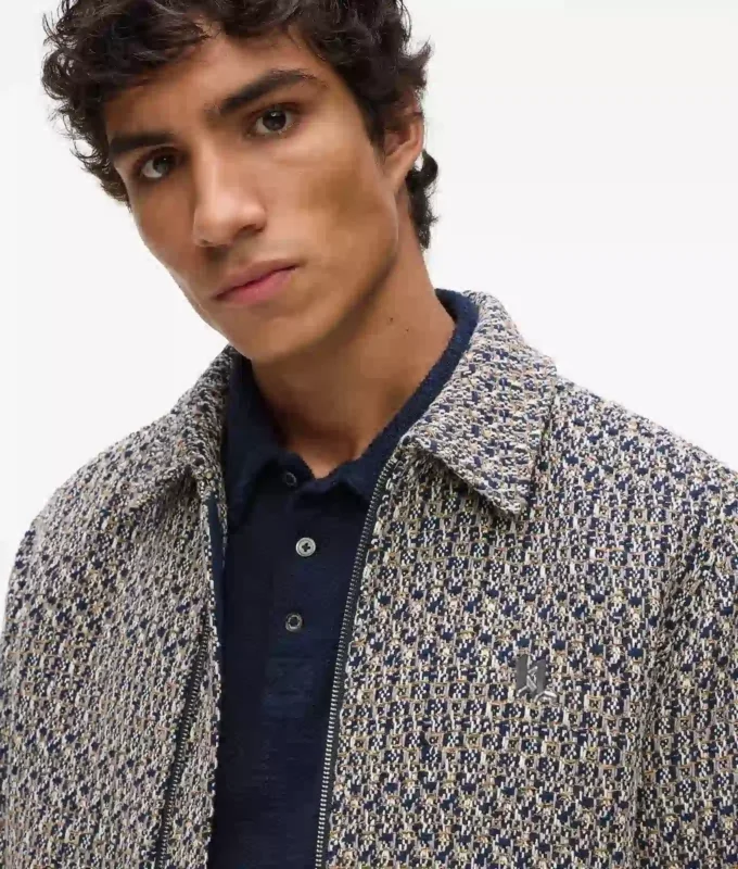 Chaqueta de tweed bouclé con cremallera